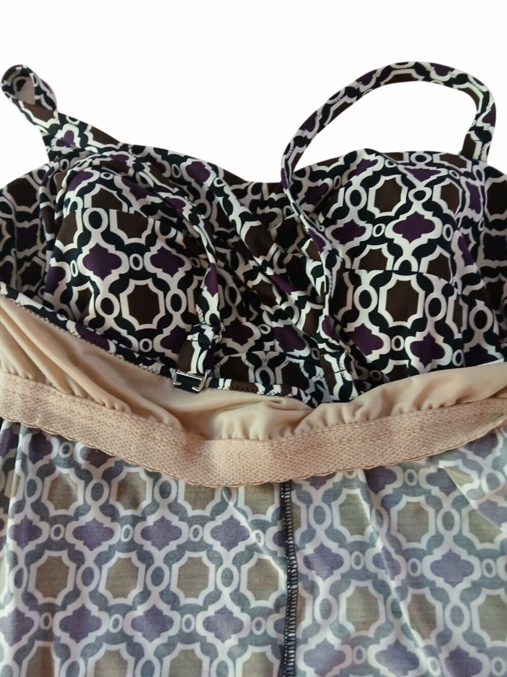 Lands End Top Tankini Swim Size 16 16W Surplice Bust Padded Shelf Bra Geometric - Picture 15 of 15